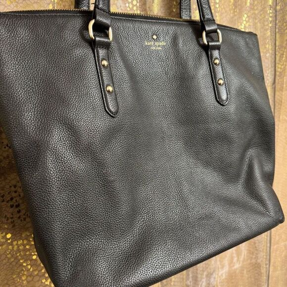 Kate Spade New York Larchmont Avenue Leather Penny Large Tote Color Black Used - Picture 3 of 13